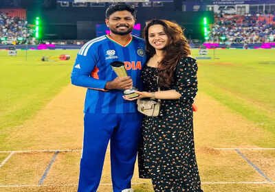 Charulatha Remesh Sanju Samson’s wife sweet gesture with his Player of the Tournament trophy melts fans’ hearts | Cricket News