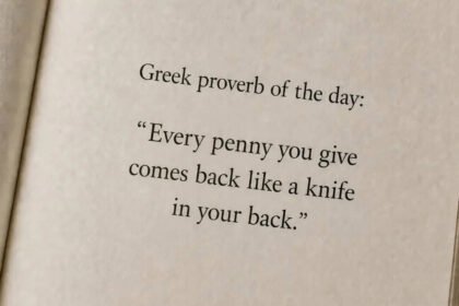 Greek proverb of the day: “Every penny you give comes back like a knife in your back.”