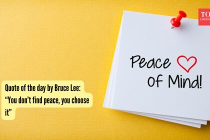 Quote of the day by Bruce Lee: “You don’t find peace, you choose it”