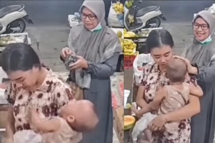 Toddler suddenly screams in fruit shop as CCTV captures disturbing act parents should never ignore