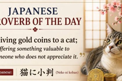 Japanese proverb of the day: “Giving gold coins to a cat; offering something valuable to someone…” |