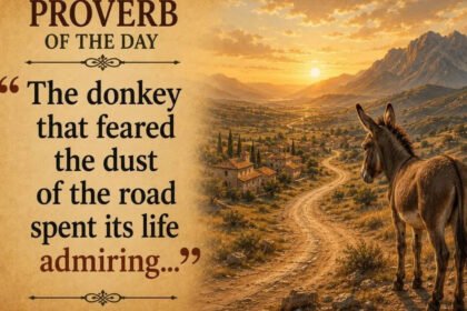 Proverb of the day: “The donkey that feared the dust of the road spent its life admiring…” |