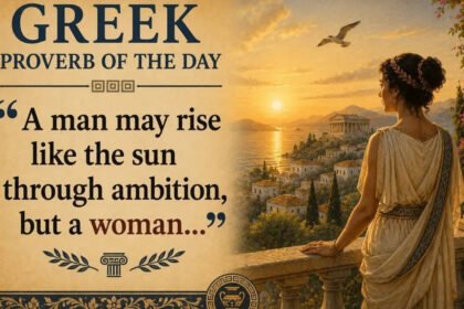 Greek proverb of the day: “A man may rise like the sun through ambition, but a woman…” |